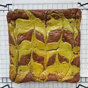 Pistachio brownie slab